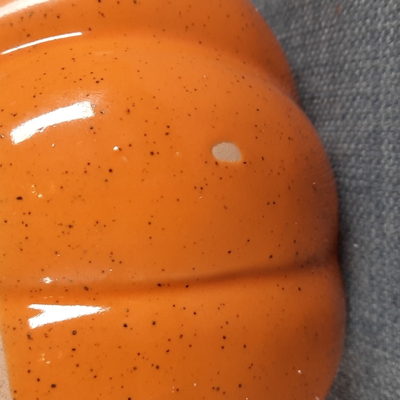 Ceramic Pumpkin Figure Tabletop Decor Fall Harvest Half Glazed Orange Na… *As Is - Picture 7 of 7